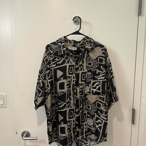 Vintage Black and Tan Geometric Casual Shirt